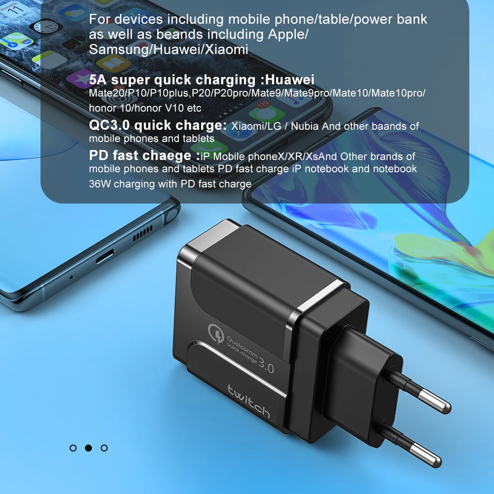 Raut 36W LED USB Lādētāju Ātri Uzlādēt 4.0 PD 3.0 Fast Charger MUMS, ES UK Plug Adapteri Kompresoru iPhone 11 XR Xiaomi Mi 9