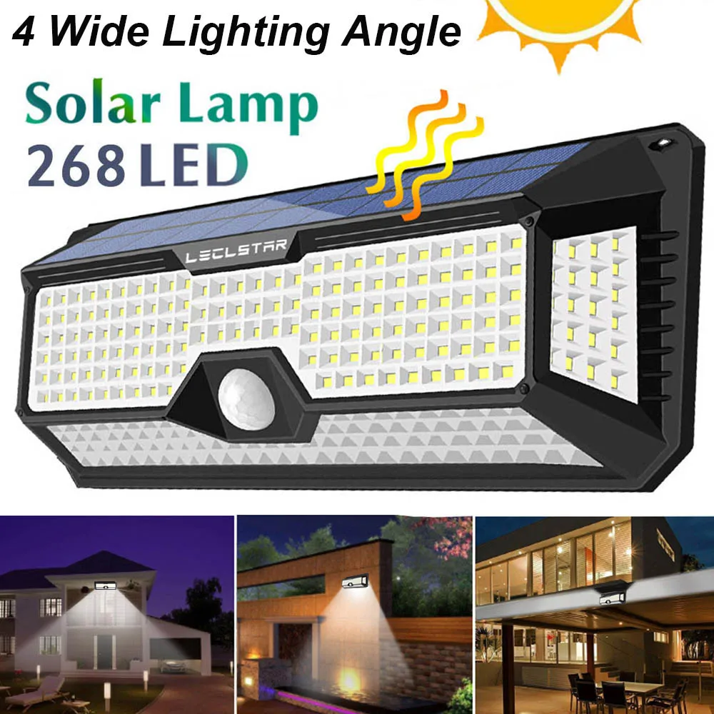 Ūdensizturīgs 288/268 LED Solārās Lampas Kustības Sensors, Saules Enerģijas, Gaismas, Āra Drošības Apgaismojums uz Terases/Dārzā/Iela/Sienas Gaismas