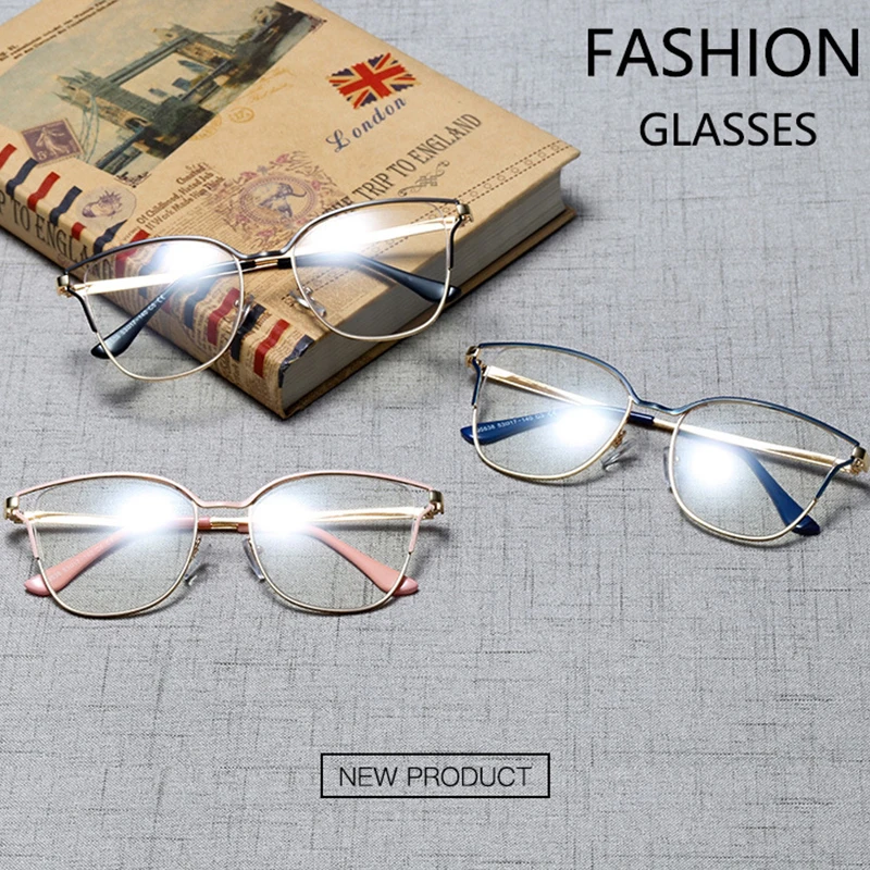 Modes cat eye metāla rāmja brilles rāmis sievietes luksusa zīmolu Retro vintage caurspīdīgs datora sieviešu brilles