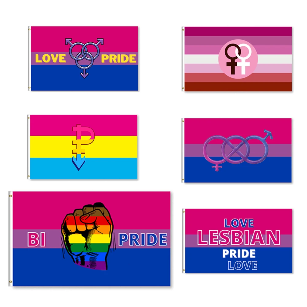 LGBT Varavīksnes Karogu Geju Praida Karoga, Lesbietes, Biseksuāļi, Banner 3X5FT 90X150cm Poliestera 100D Misiņa Grommets