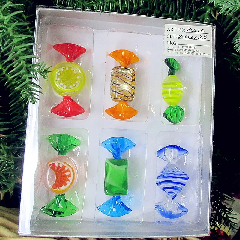 Krāsains Mākslīgais Murano Ziemassvētku Stikla Konfektes, Rotas Mājas Puse, Kāzu Ziemassvētki Svētku Dekori Sudraba Folijas Kuģiem, Dāvanas, X6