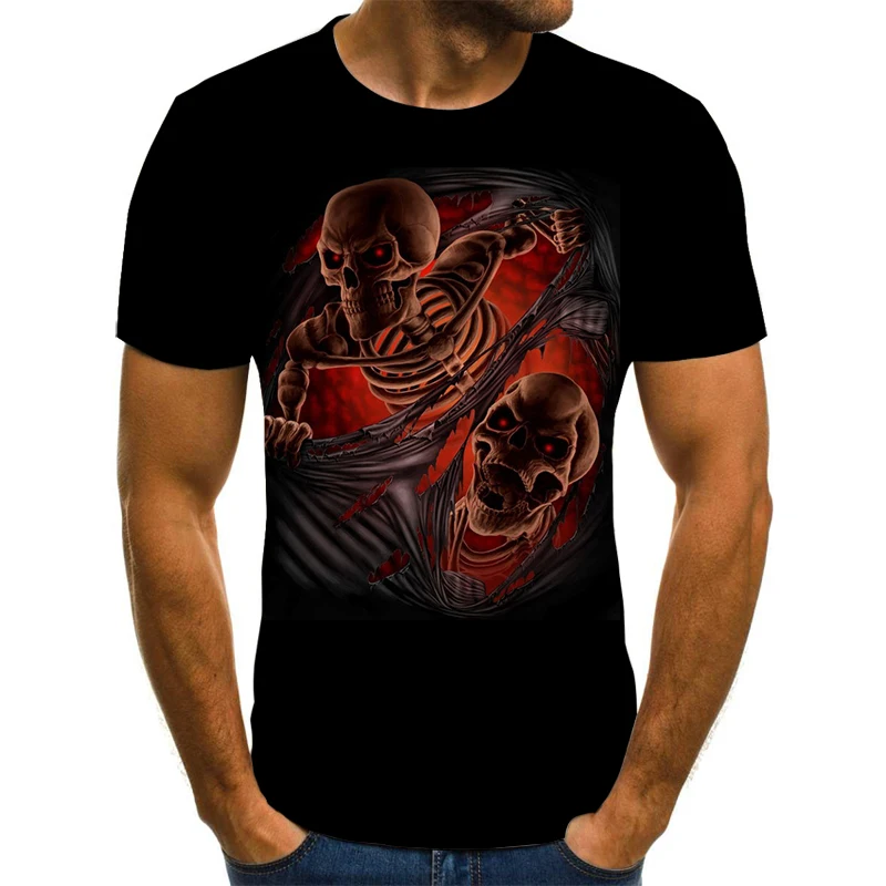 Vīriešu Galvaskausa ķirbju laternu T krekli Modes Vasaras Īsām Piedurknēm Ghost Rider Cool T-krekls 3D Galvaskausa Drukāt Topi Galvaskausa T Vīriešiem