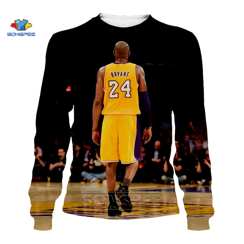 SONSPEE Kobe Bryant sporta Krekls 3d Drukas Basketbola Zvaigzne Kobe Bryant Jersey Long Sleeve Streetwear Džemperis Vīriešiem Sporta Sudaderas