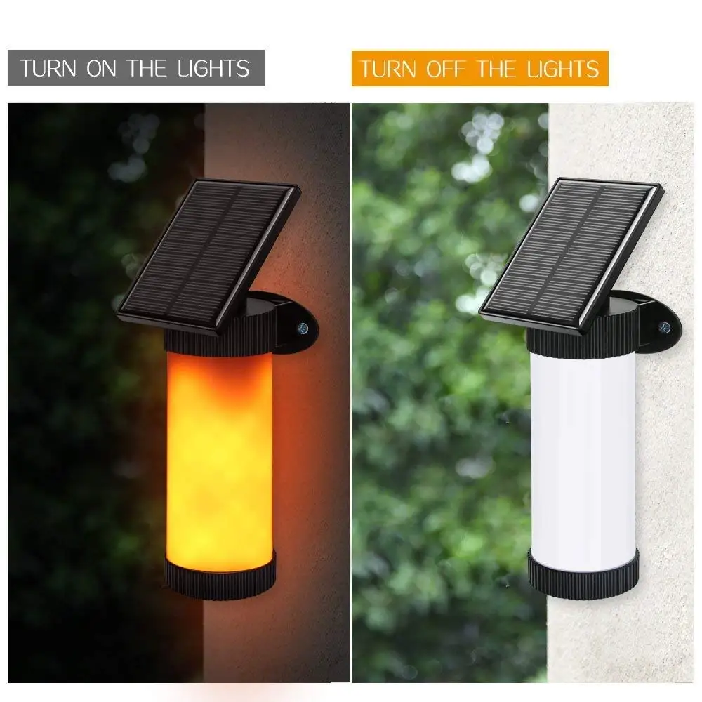 Saules Sienas lampas Mirgo Liesmas 102 LED Āra Dekoru Nakts Gaisma Ūdensizturīgs Jaunu Liesmu Dizains Dārza Durvju Terases Pagalmā