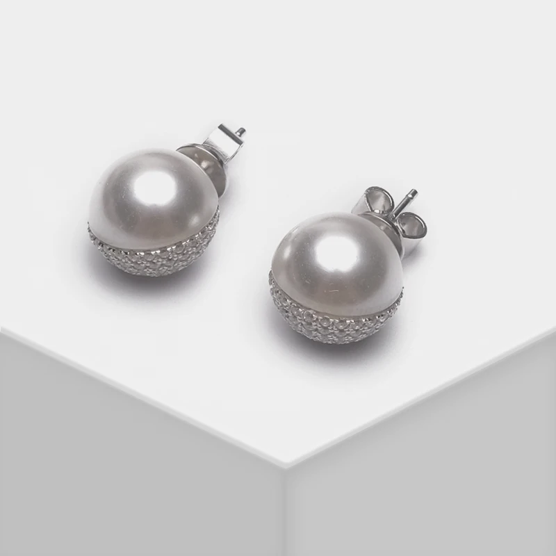 Amorita boutique Zircon stud auskari ar modes apaļas pērles