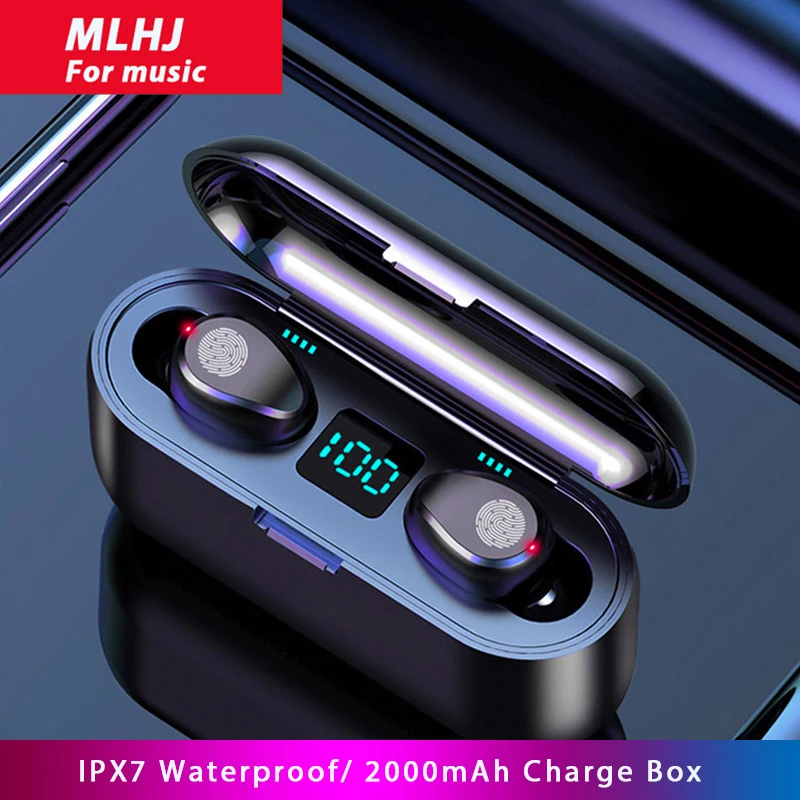 MLHJ F9 Bezvadu Austiņas Bluetooth 5.0 Austiņas TWS Mini HIFI auss Sporta Darbojas Austiņas Atbalsta iOS Android Tālrunis HD Zvanu