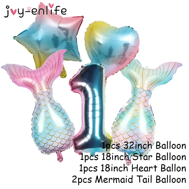 5gab Nāru Astes Baloni 1. Dzimšanas dienas svinības Dekors Bērniem Sirēna Puse Piegādēm Lateksa Numuru Ballon Hēlija Balonu Bērnu Duša