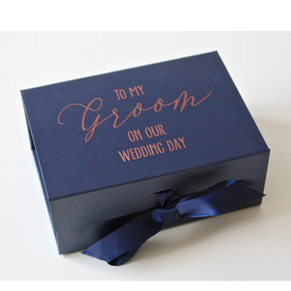 Personalizētas Līgavainis Dāvanu Kastes Dāvanu Līgavainis Groomsman Dāvanas Luksusa Kāzu dāvanu kastes ir tumši zila Paldies Labāko Mangift kaste