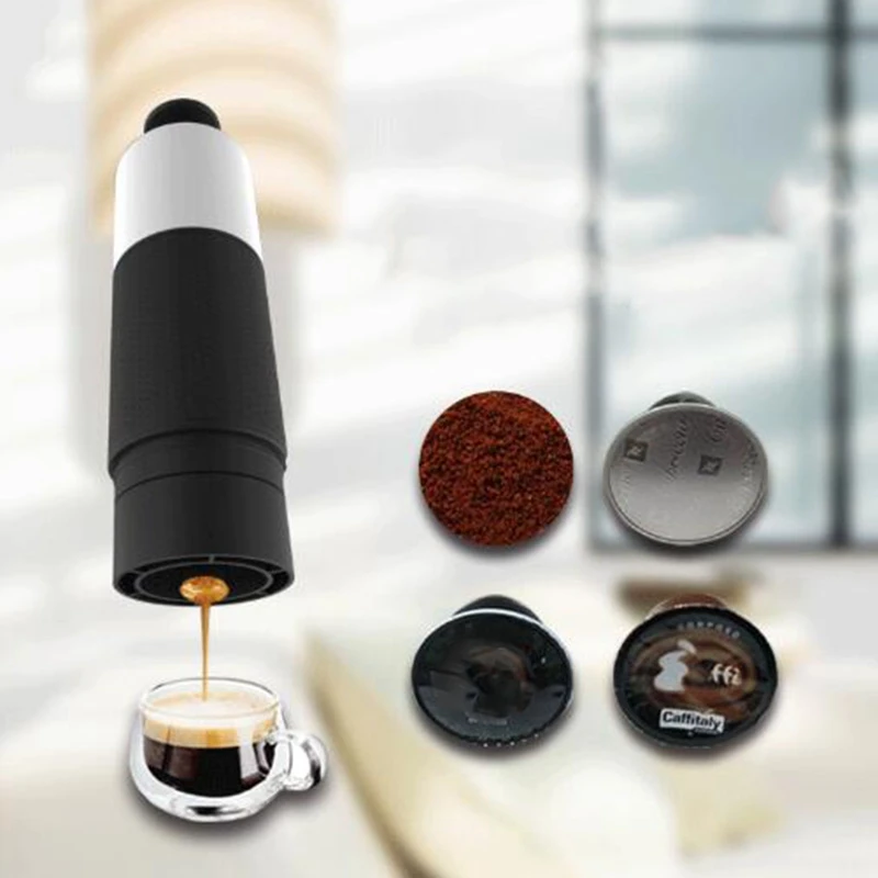 Mini Rokas Spiediens Portatīvo Kapsulu Kafijas Automāts Gatavošanas Kausa Rokasgrāmata 21 Joslā Itāļu Espresso Maker Ieguve Pot