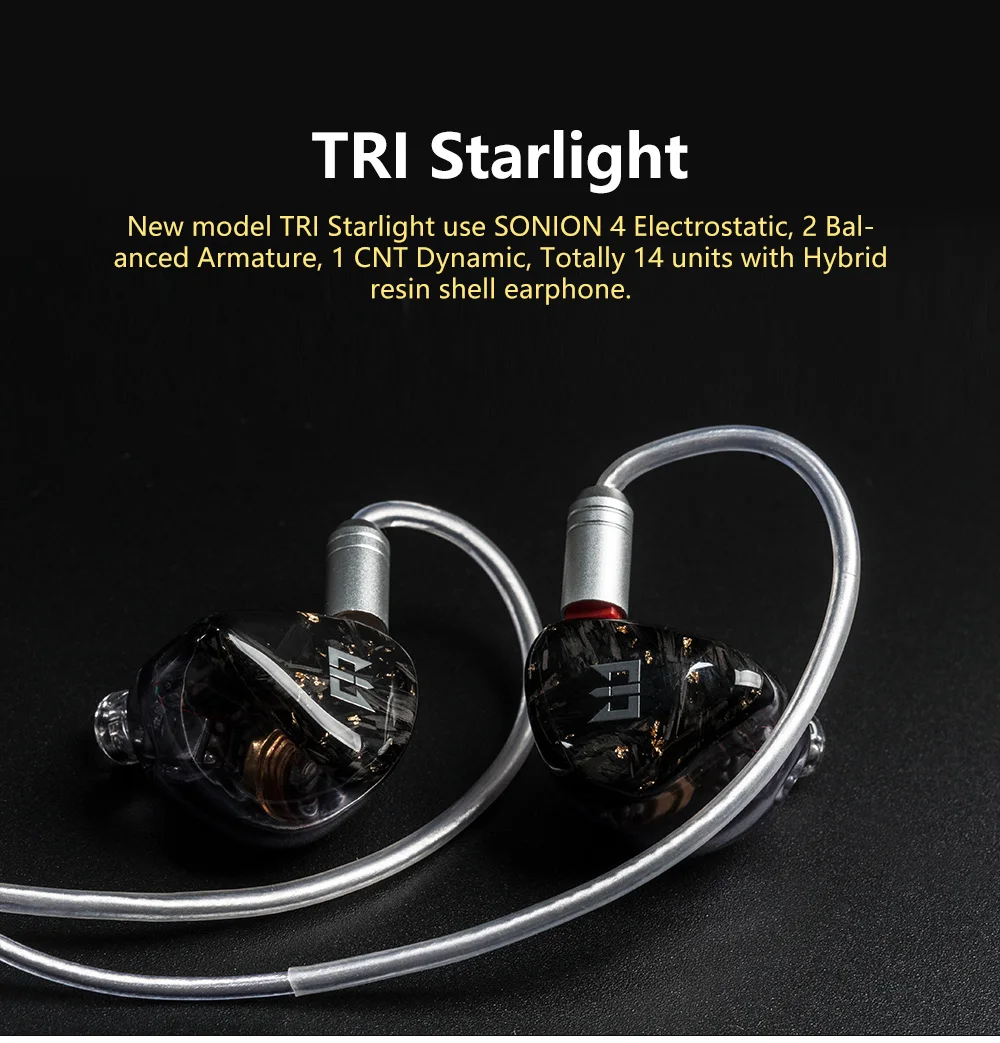 TRI Starlight Ausī Sveķu Austiņas 4gab Elektrostatisko Vadītāja Vienības+2BA+Oglekļa Nanotube Dinamisku Vadītāja Hibrīda Austiņu TRI I3 I4