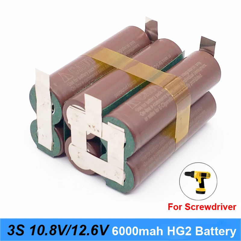 3S 12V 18650 hg2 3000mAh 20amps par 12,6 v akumulatora skrūvgriezi šuvju lodēšanu sloksnes 3S 3S2P 12,6 v baterija (pielāgot)