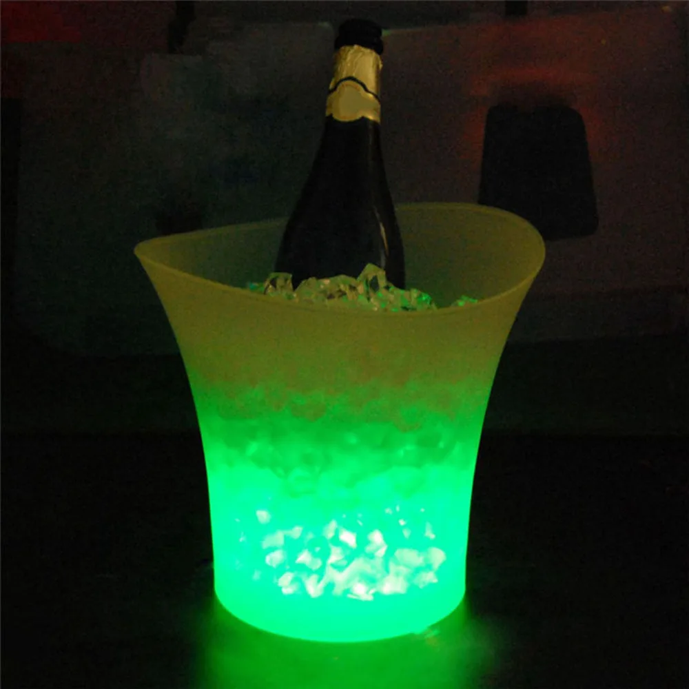 Piliens Kuģniecības 5L Ūdensnecaurlaidīgs LED Krāsa Mainās Plastmasas Ledus Kausu Bāros, Naktsklubos LED indikators iedegas, Šampanieša Alus Kausu Bāros