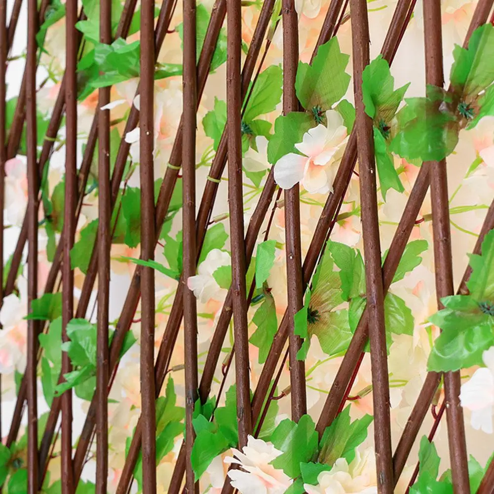 Dārza Žogu Vītolu Koka Dzīvžogu Ar Mākslīgo Ziedu Lapām Dārza Dekorēšana Skrīninga Paplašinot Režģis Privātums Ekrāns