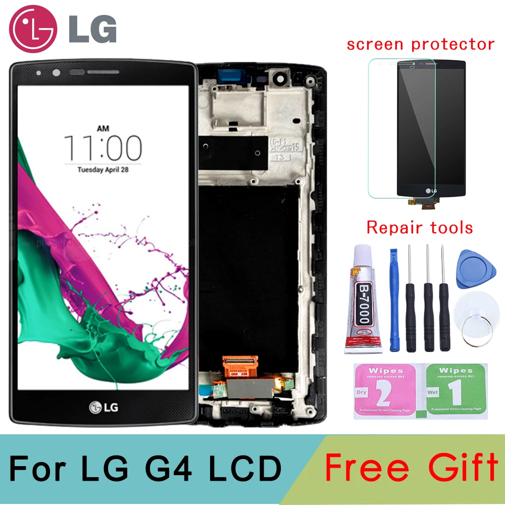 Sākotnējā 5.5 collu Black 2560x1440 izšķirtspēju LG G4 H815 LCD Displejs ar Touch Screen Digitizer Montāža LG G4 H815 LCD Pārbaudīta Garantija