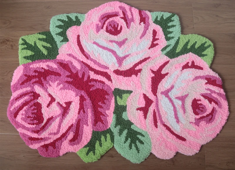 3D rozā rožu paklāja vannas istabas paklājs dzīvo jamo istabu paklājs, virtuves ziedu paklāju ievadiet vannas paklāji grīdas paklājs gaitenis anti-slip