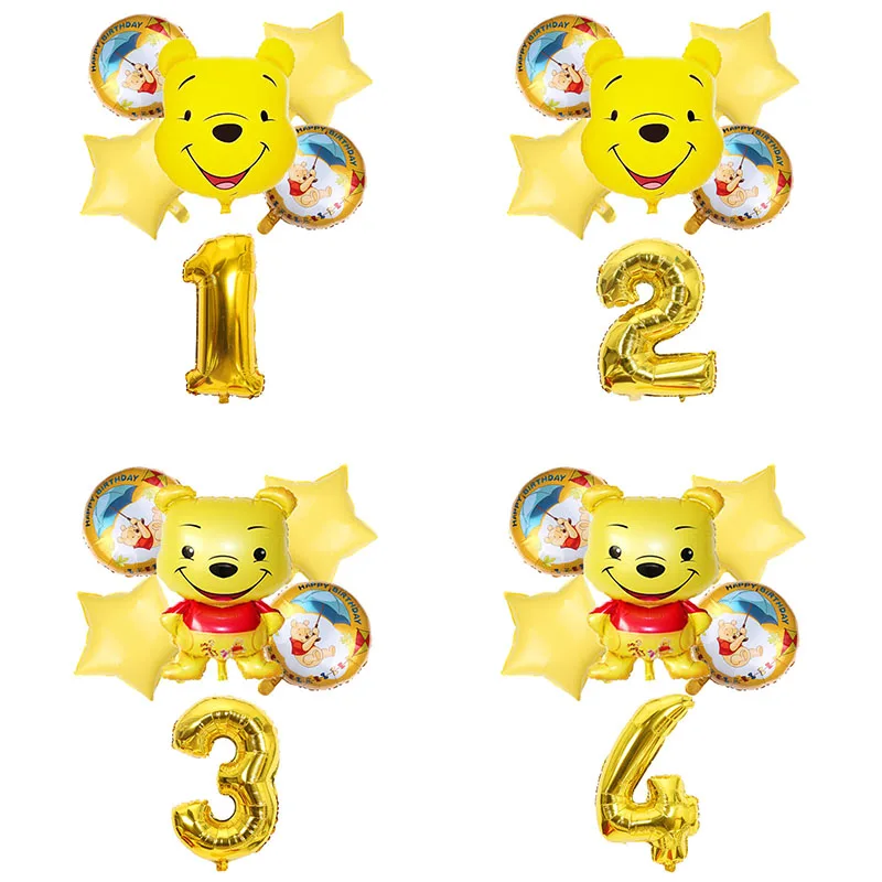 Vinnijs Pūks Dzelteno Balons Iestatīt Dzimšanas dienas svinības Apdare Karikatūra Lācis Folija Baloni luminum Globos Baby Dušas Piederumi Rotaļlietas