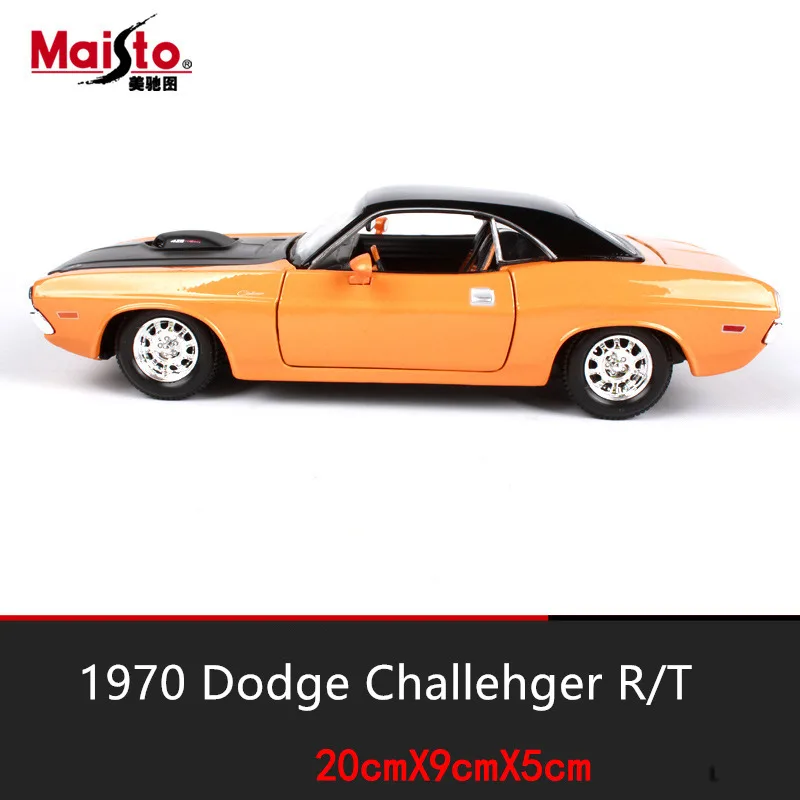 Maisto 1:24 1970. gada Dodge Challenger R/T Die casting simulācijas sakausējuma auto modelis amatniecības apdare kolekcija rotaļu instrumenti, dāvanu