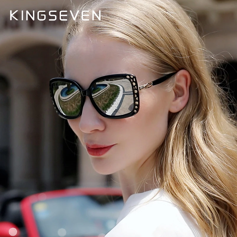 KINGSEVEN Elegants Jaunu Sieviešu Brilles Polarizētās Saulesbrilles, Slīpums Lēcu Spogulis Briļļu Tauriņš Stila N7215