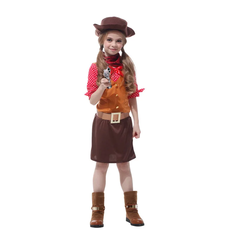 Meitenes Lielgabals Slinger Kostīmu Bērnu Cowgirl Kovboju Tērpos, lai Meitene Halloween Purima Puse Karnevāls Cosplay