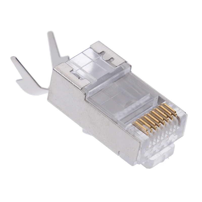 10pcs Rj45 Savienotājs Rj 45 Ethernet Kabeli, Kontaktdakšu Cat7 Cat6a 8P8C Stp, Ekranēts Kaķis 7 Tīkla Termināļi 1.3 mm