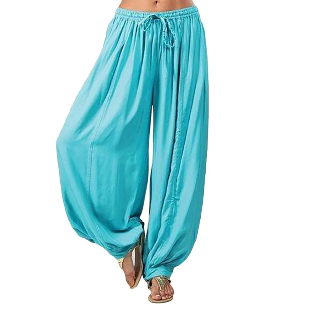 Sieviešu Harēma Bikses tīrtoņa Krāsu Gadījuma Vaļīgas Bikses Pārsējs Hipiju Aladdin Garas Bikses, Sievietēm, Baggy Hareem Bikses Plus Izmērs 3XL