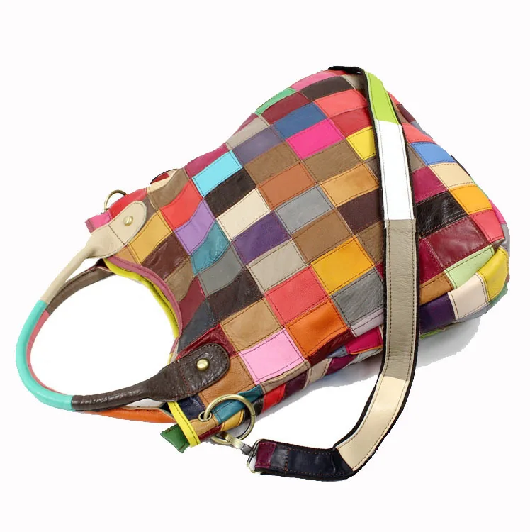 Dizainers augstas kvalitātes īstas ādas somas sieviešu somas roku darbs weaved soma dāmas varavīksnes somas ar siksnu bolsas de couro