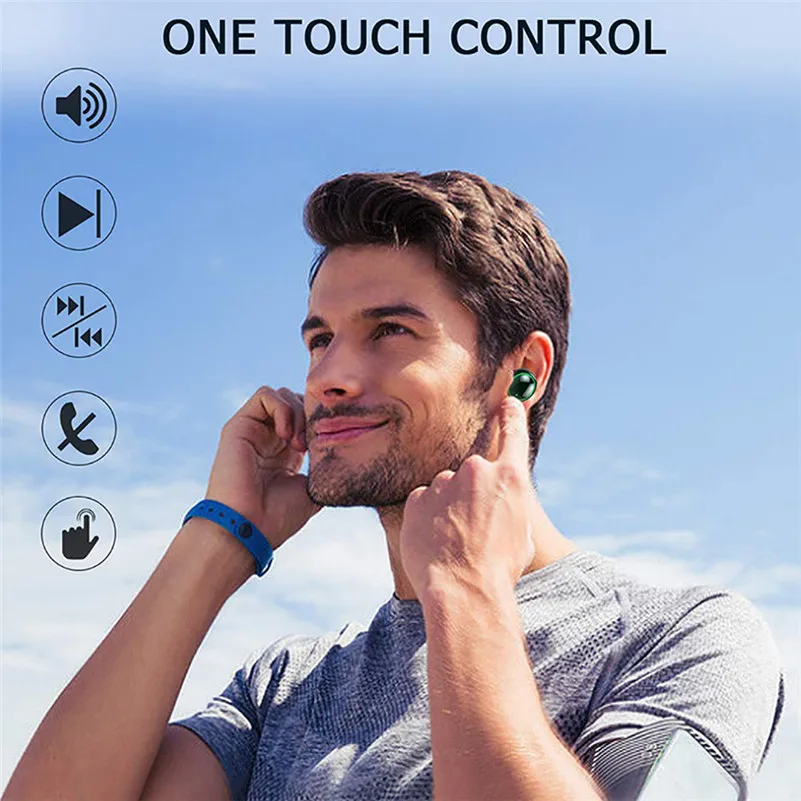 Pārnēsājamie Bezvadu Bluetooth Austiņas HD Bezvadu Stereo Bluetooth Austiņas IPX8 Austiņas Bluetooth Earbuds 3500mAh Maksas Kaste