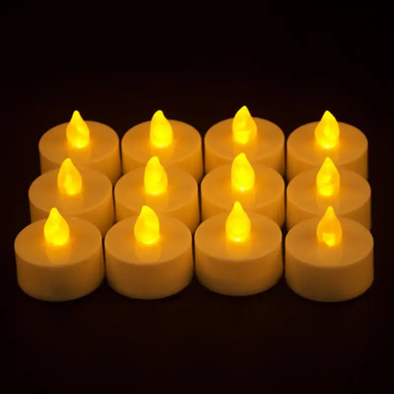 12/24pcs/daudz Mirgo Tējas gaismas ietver akumulatora LED Svece bougie velas Elektriskā chandelle Ziemassvētku puse, dzimšanas dienas sveces
