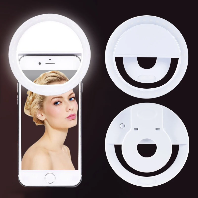 USB uzlādes LED Kamera Selfie Riņķa Gaisma ar Usb Kabeli Tumsu Selfie Uzlabot iPhone par Andriod Telefonu Aizpildīt Gaismas