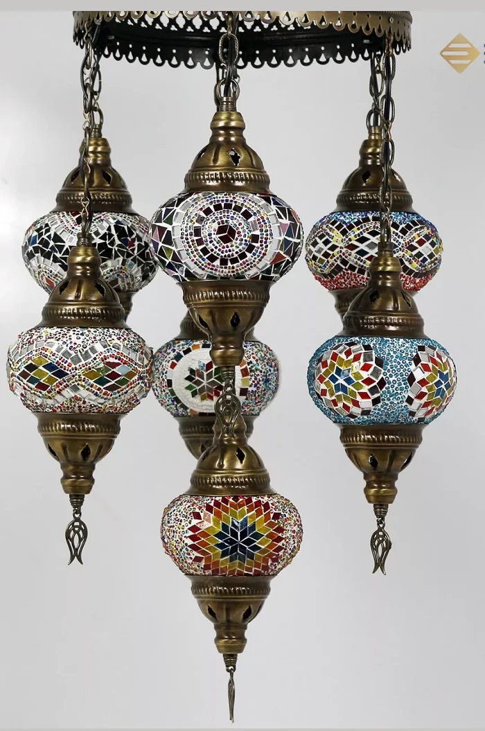 Jaunā 7 Bumbu turku Gatavotās Mozaīkas Lustras, turku mozaīkas, daudzkrāsains mozaīkas lustras,