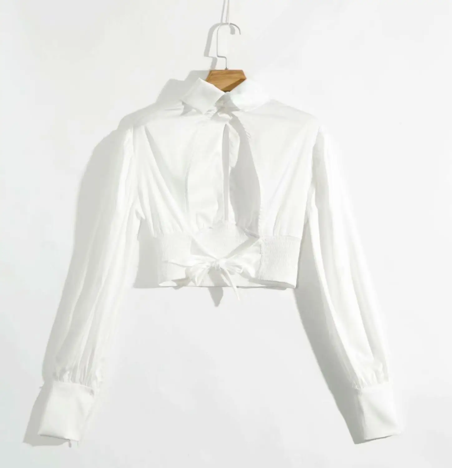Elegantas sieviešu blūzes un krekls dobi no blusa feminina backless topi francijas sieviešu blūze zīda-piemēram, satīna apgriezts krekls