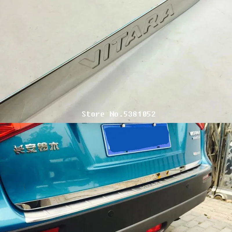Auto Uzlīme Nerūsējošā Tērauda Tailgate Boot Bagāžnieka Aizmugurējās Durvis Lentes Apdari Par Suzuki Vitara 2019 2020 2018 2017 Piederumi
