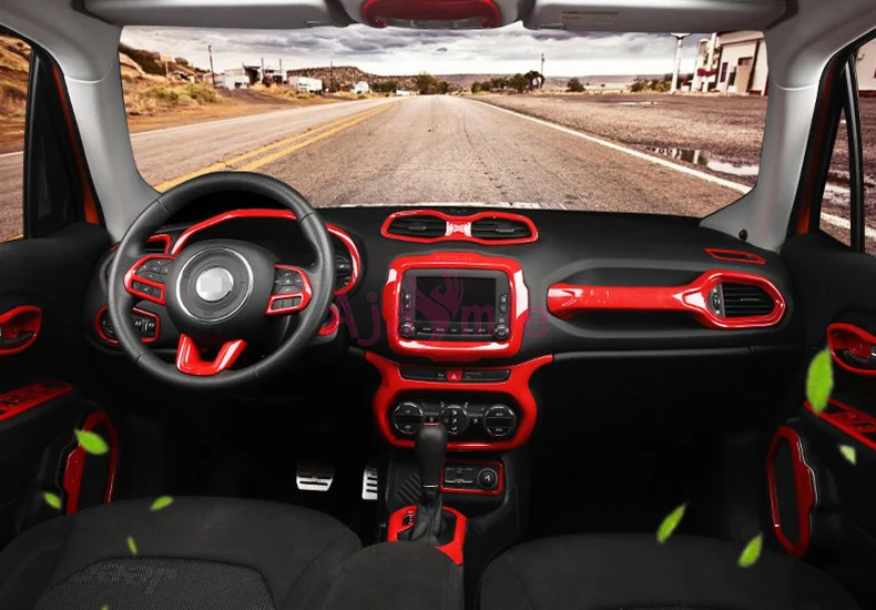 Interjerā Sarkanā Krāsa Stūre Reader lampa Pārnesumu Kloķi Vāka Apdare Chrome Auto Stils 2016 2017 Jeep Renegade Piederumi