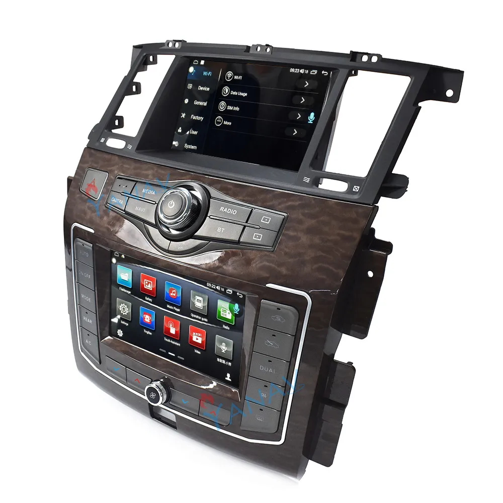 Android Sistēma Jaunākās divu Ekrānu Auto Radio Audio Priekš Nissan Patrol Y62 2012-2019 Auto GPS Spēlētājs Pārveidota, lai 