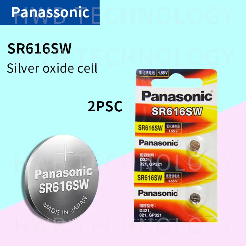 Oriģinālā Panasonic 2gab/daudz SR616SW Sudraba Oksīda Pogu elementu Baterijas D321 321 GP321 6.8 MM*1.6 MM 1.55 V Monētas Akumulatoru Skatīties