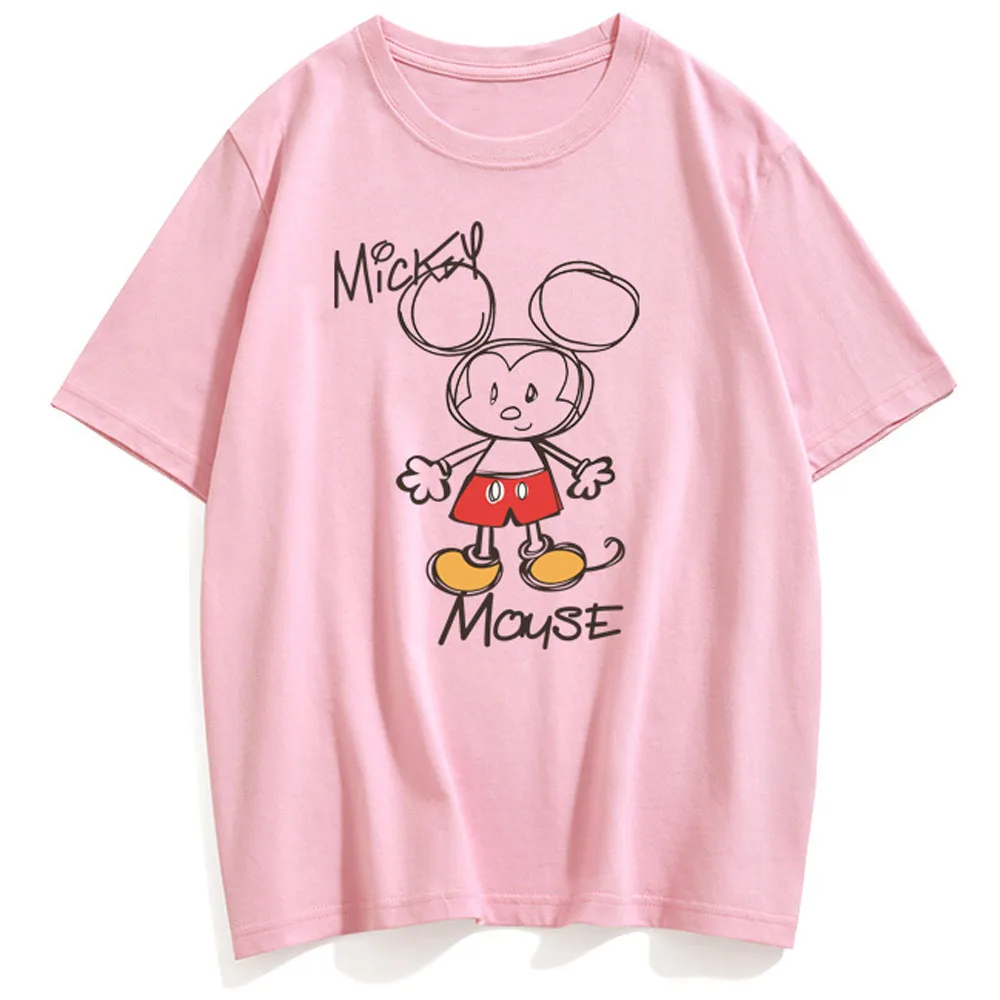 Disney T-Krekls Modes Mickey Mouse, Karikatūra Vēstuli Izdrukāt Pāri Unisex Sieviešu T-Krekls Ar Īsām Piedurknēm O-Veida Kakla Džemperi, Topi 10 Krāsa