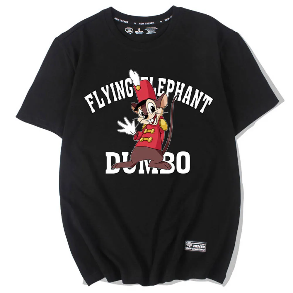 Disney T-Krekls Dumbo Peles Ziloņu Karikatūra Vēstuli Izdrukāt Šiks Modes Unisex Sieviešu O-Veida Kakla Džemperis Ar Īsām Piedurknēm Tee Top 5 Krāsas