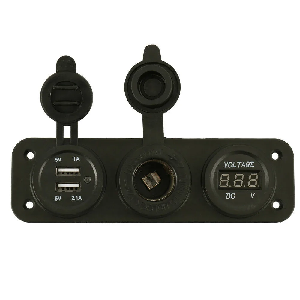 Atjaunināts 12V-24V Dual USB Lādētājs + piepīpētāja +Voltmetrs Auto USB Ligzda+2.1 Auto Fast Charger Black Lādētāju Panel Mount
