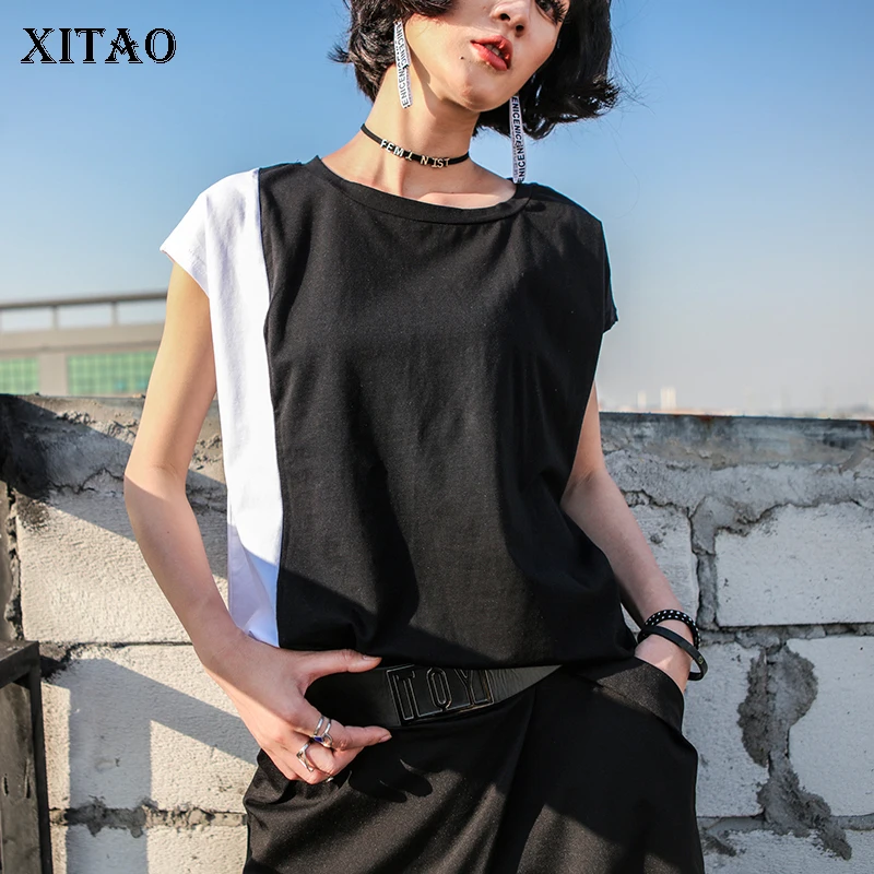 XITAO Hit Krāsu Plus Lieluma T Krekls Sievietēm ar Īsām Piedurknēm Džemperis Raibs Vintage O Kakla Gadījuma korejas Drēbes 2019 Vasaras LJT1838