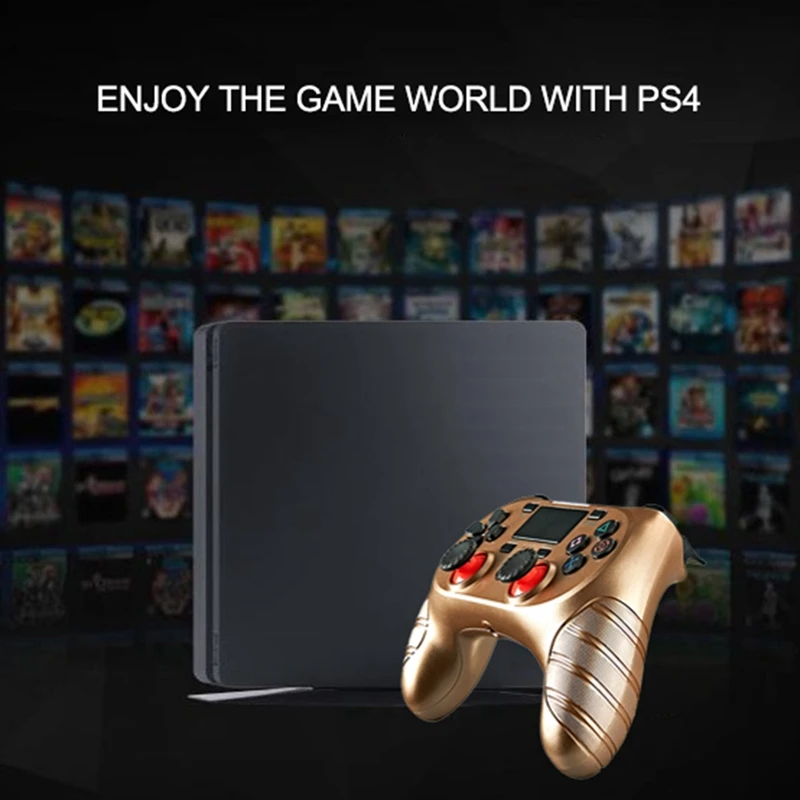 PS4 Bezvadu Bluetooth Kontrolieris, Seši-Ass Dubulta Vibrācijas Gamepad Kontrolieris ar Gaismas