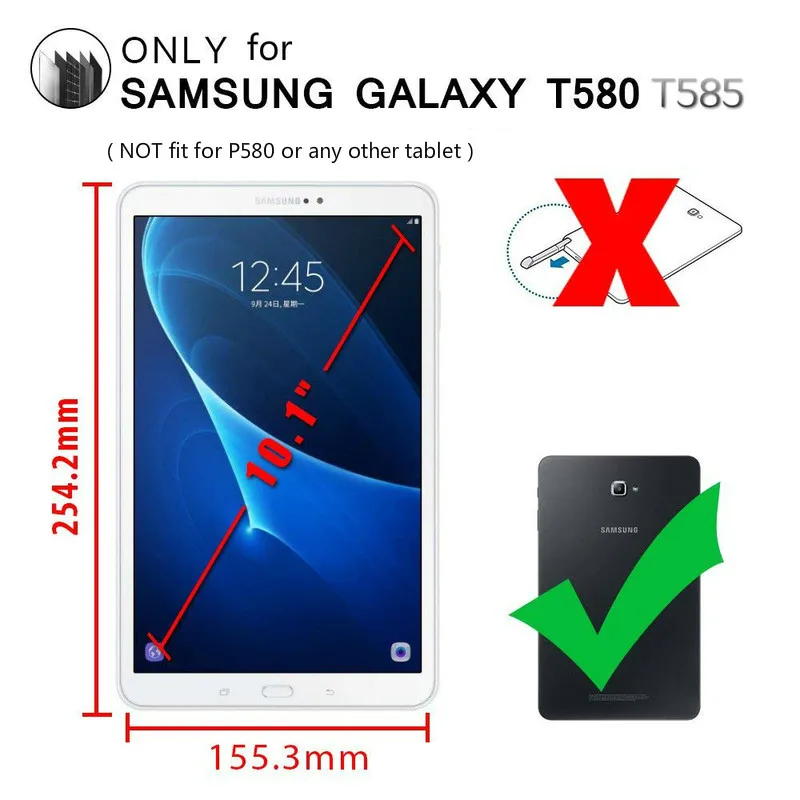 360 Rotējoša Case for Samsung Galaxy Tab 10.1 2016 T580 T585 Locīšanas Stāvēt uz Lietu Samsung Tab A6 10.1 SM-T580 Vāciņu