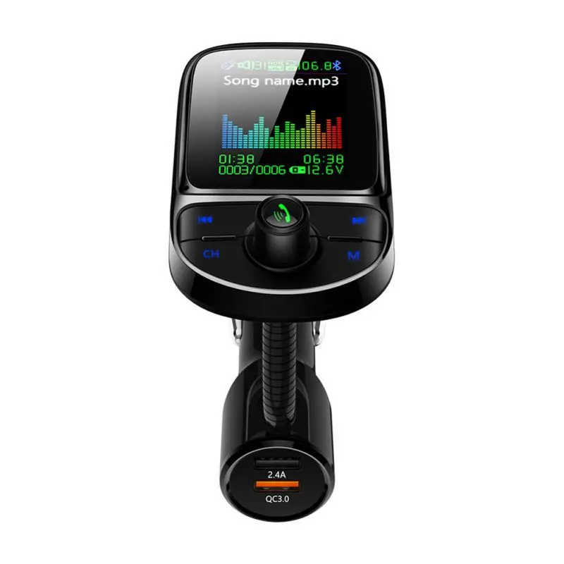 Karstā Automašīnas QC3.0 Dual USB lādētājs FM Raidītājs Pantalla Krāsu Bluetooth 5.0 Bezvadu Modulators Mp3 Atskaņotāju, Balss raidījums